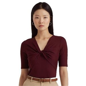 Ralph Lauren Deep Red Knot-Front Blouse